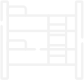 Line icon of a bunk bed representing accommodation facilities at Camp Anerley.