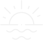 Line icon of a sunrise over the ocean representing Camp Anerley’s coastal location.