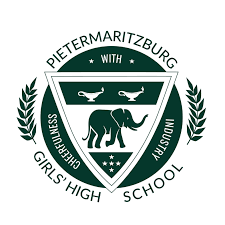 Pietermaritzburg Girls’ High School logo featuring an elephant and lamps symbolising cheerfulness with industry.